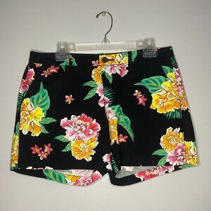 Old Navy Black Tropical Print Chino Shorts Size 10